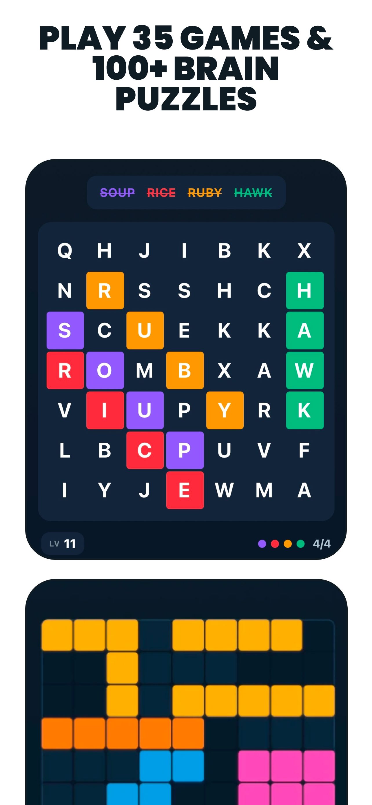 Word game screen